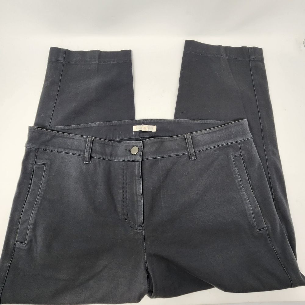 Eileen Fisher Womens Medium Dark Gray Button Zip Pockets Stretch Capri‎ Pants